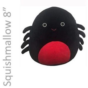 Squishmallow Bella the Halloween Spider EUC black red 8" stuffed toy stu…